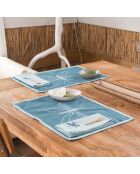 4 Serviettes de table en Coton Mosquito bleu paon - 45x45 cm